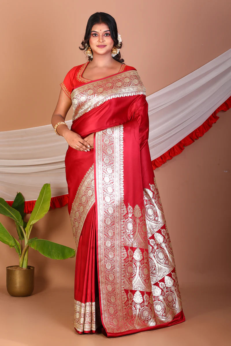 Red Blended Banarasi Saree - Keya Seth Exclusive