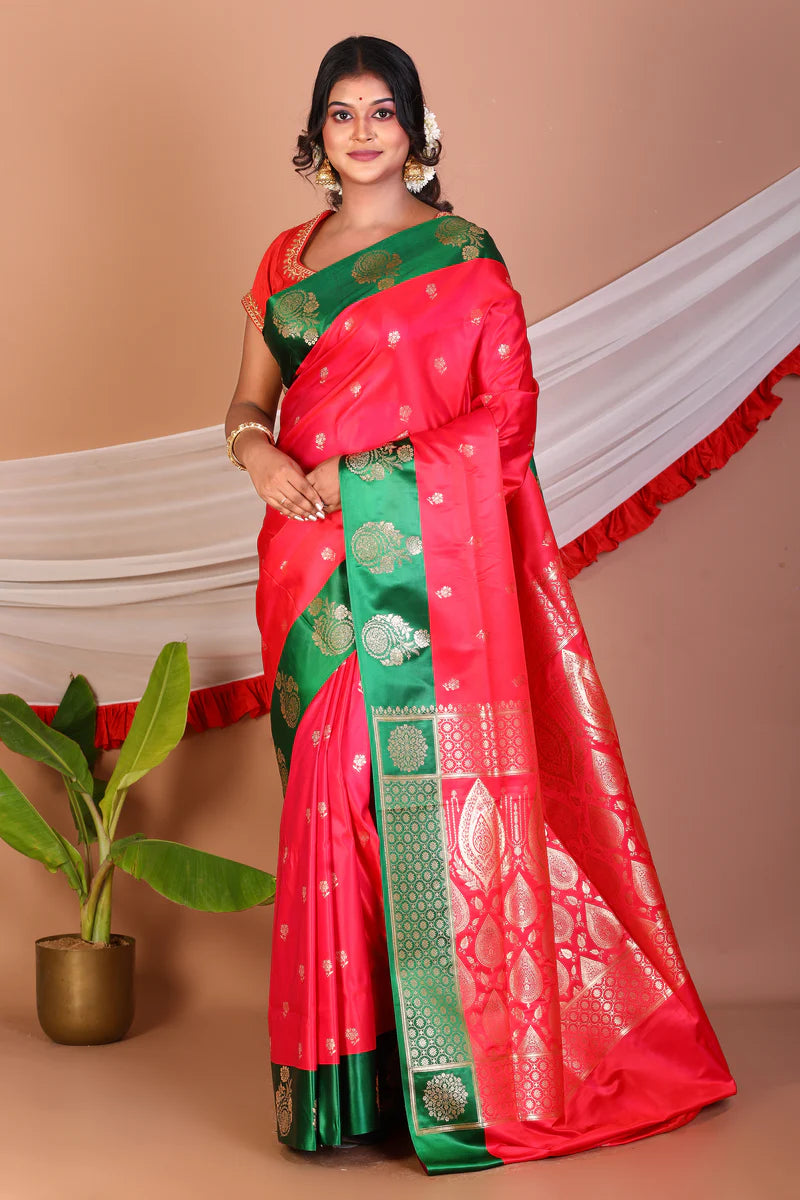 Red Blended Mashru Silk Saree - Keya Seth Exclusive