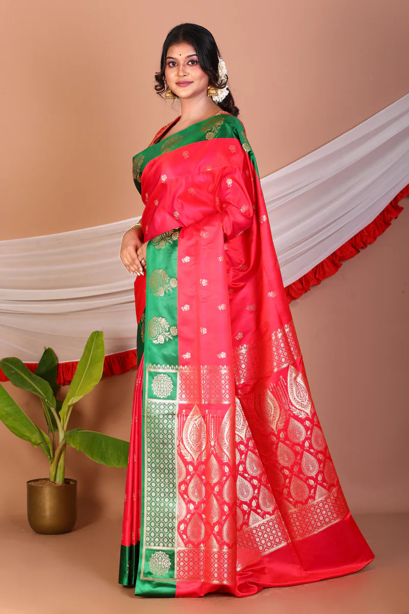 Red Blended Mashru Silk Saree - Keya Seth Exclusive