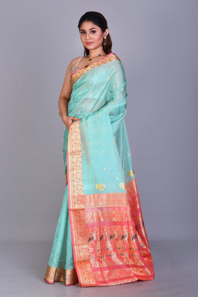 Sea Green Pattu Silk Saree with Blouse Piece - Keya Seth Exclusive