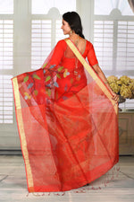 Load image into Gallery viewer, Red Handloom Saree with Golden Border - Keya Seth Exclusive
