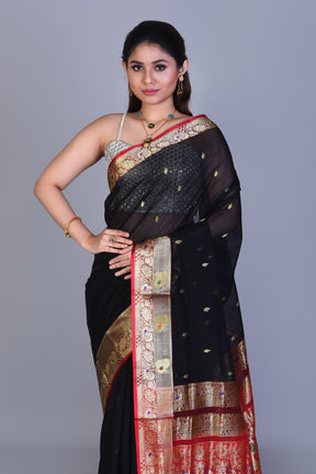 Black Pattu Silk Saree with Blouse Piece - Keya Seth Exclusive