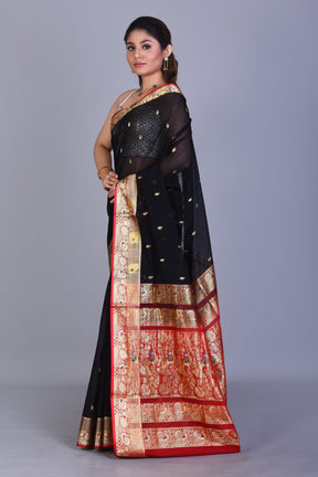 Black Pattu Silk Saree with Blouse Piece - Keya Seth Exclusive