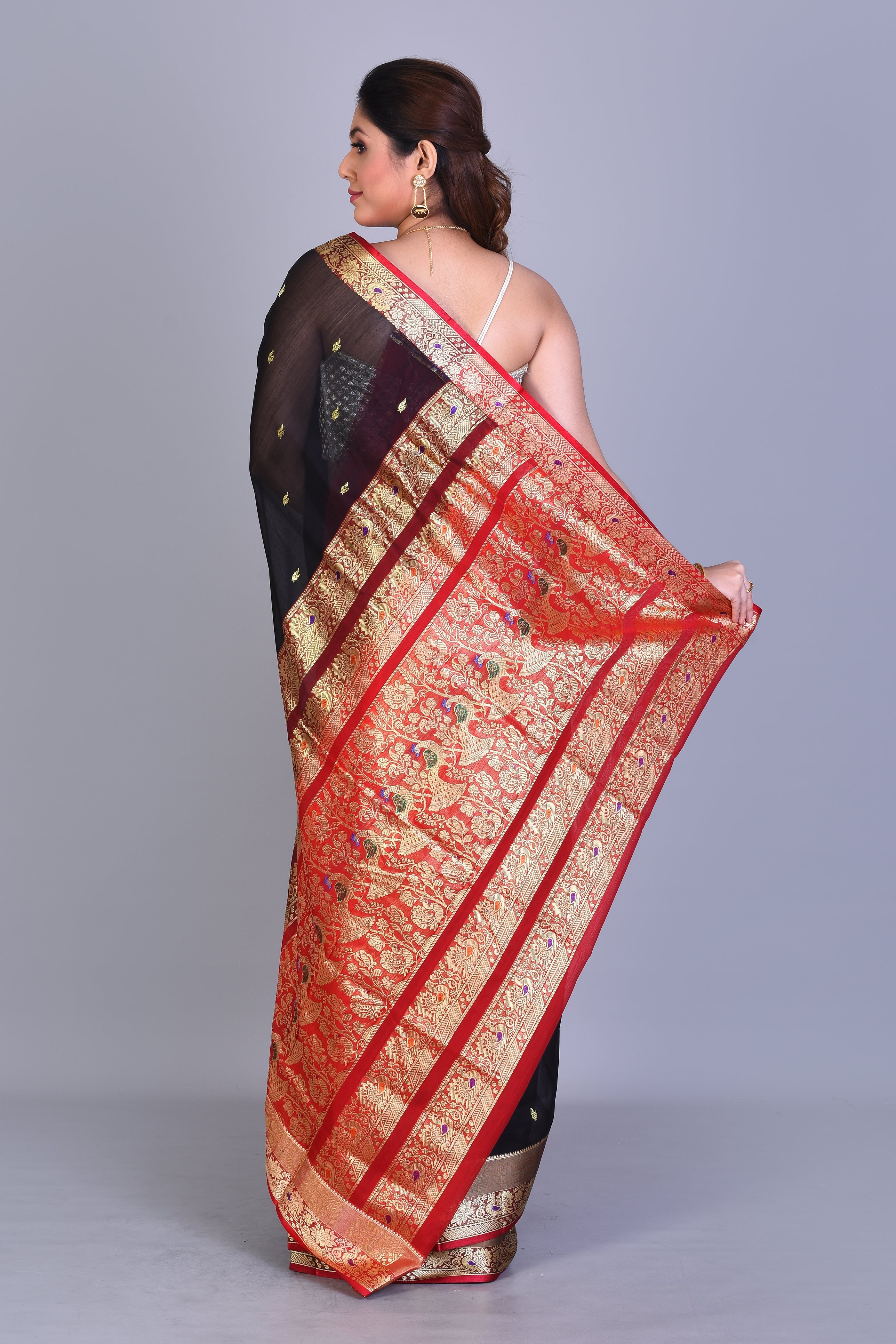 Black Pattu Silk Saree with Blouse Piece - Keya Seth Exclusive