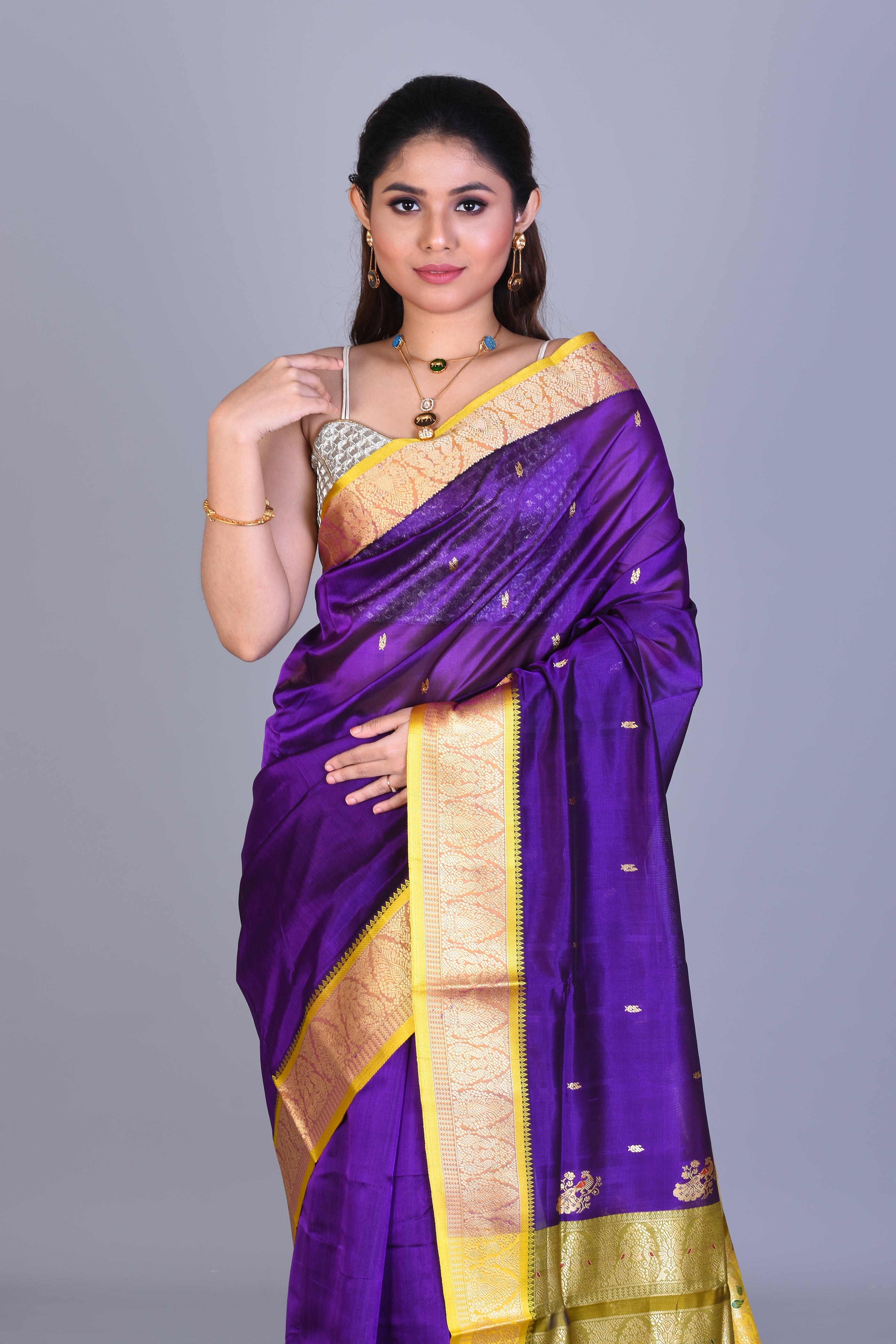 Purple Pattu Silk Saree with Blouse Piece - Keya Seth Exclusive