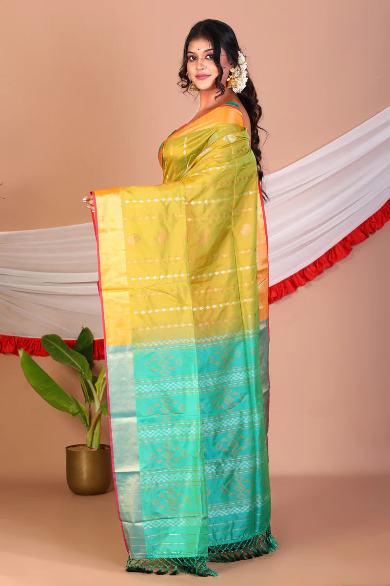 Olive Green Blended Bangalore Silk Saree - Keya Seth Exclusive