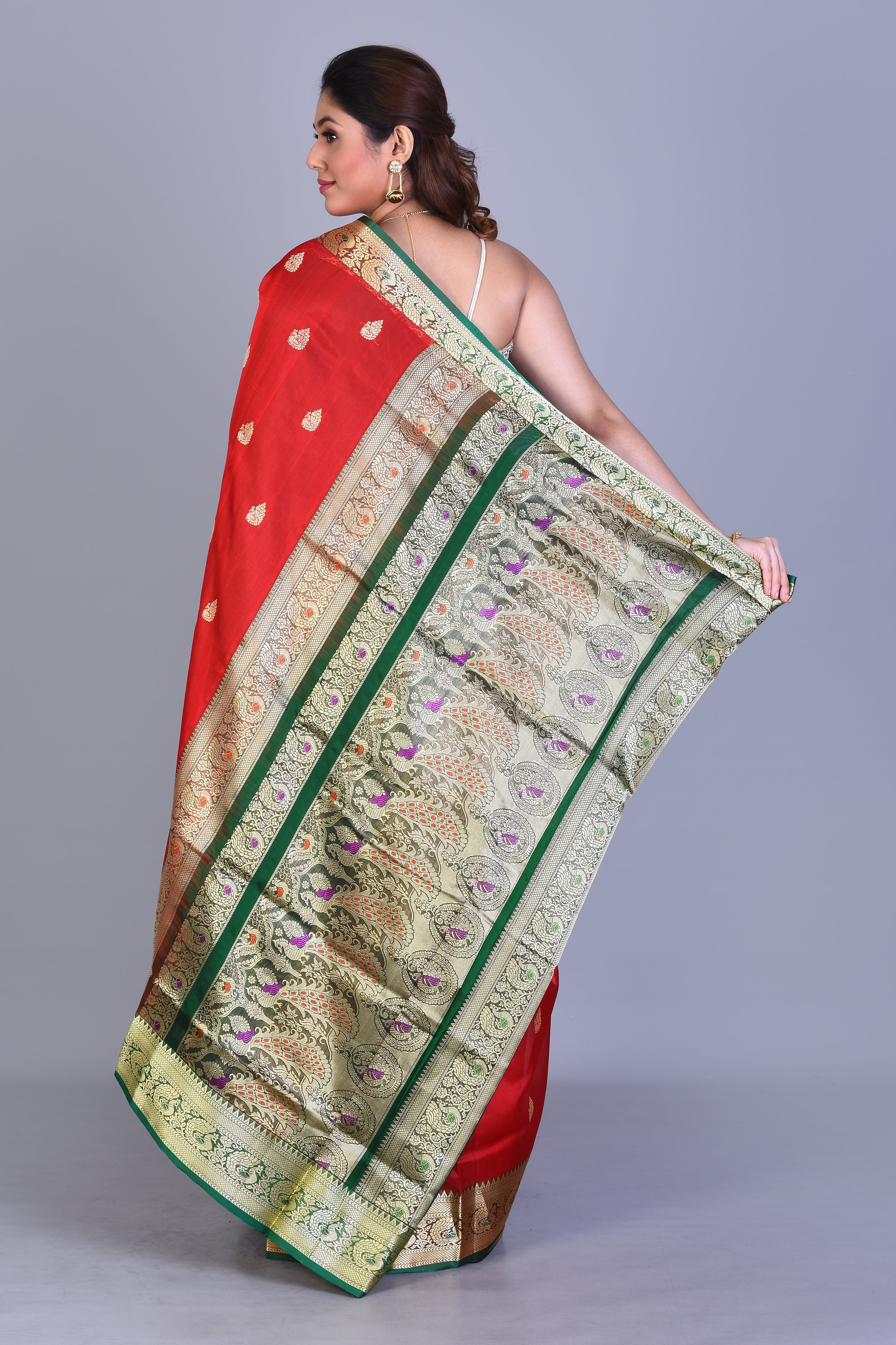 Red Pattu Silk Saree with Blouse Piece - Keya Seth Exclusive