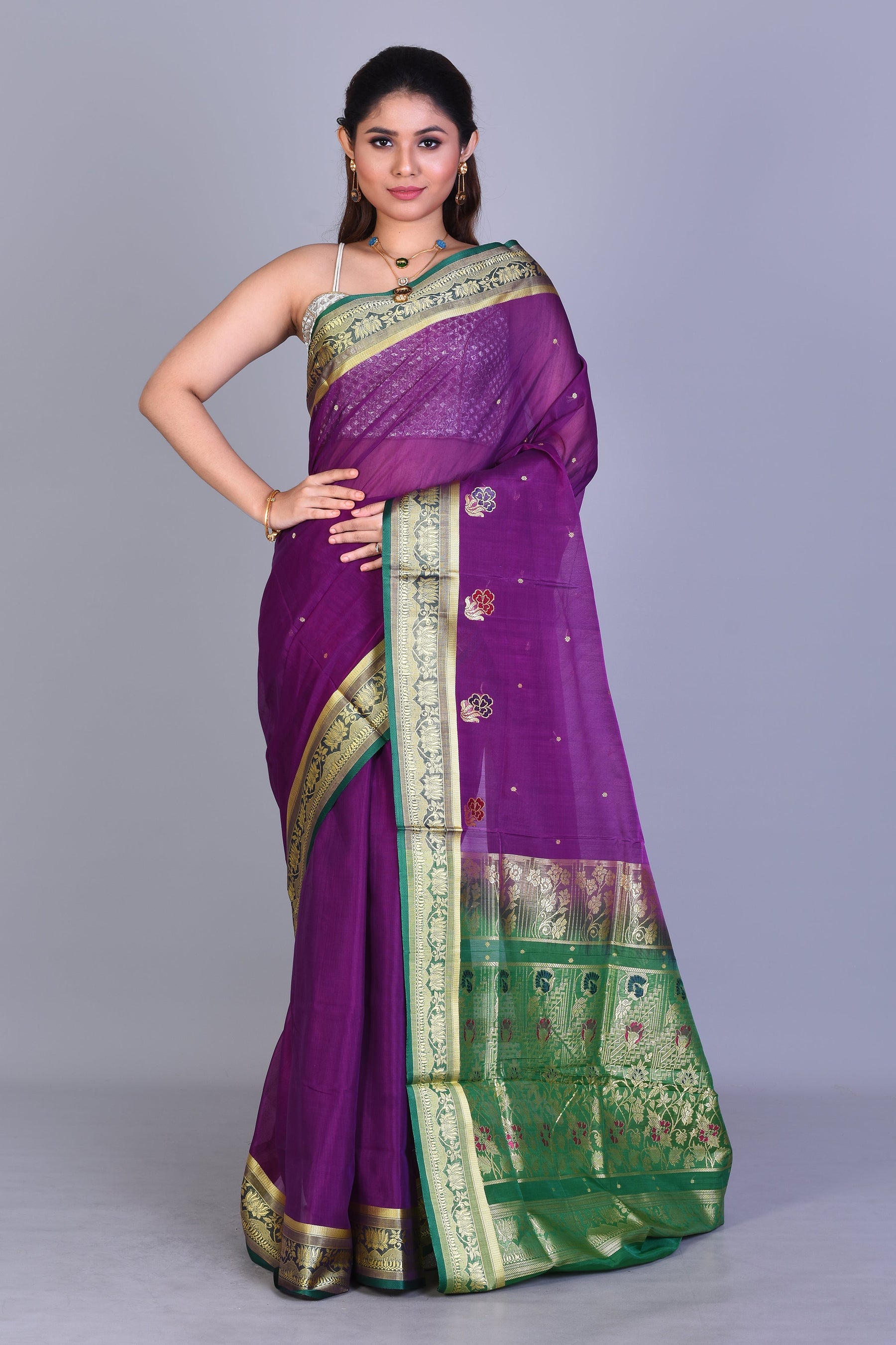 Purple Pattu Silk Saree with Blouse Piece - Keya Seth Exclusive