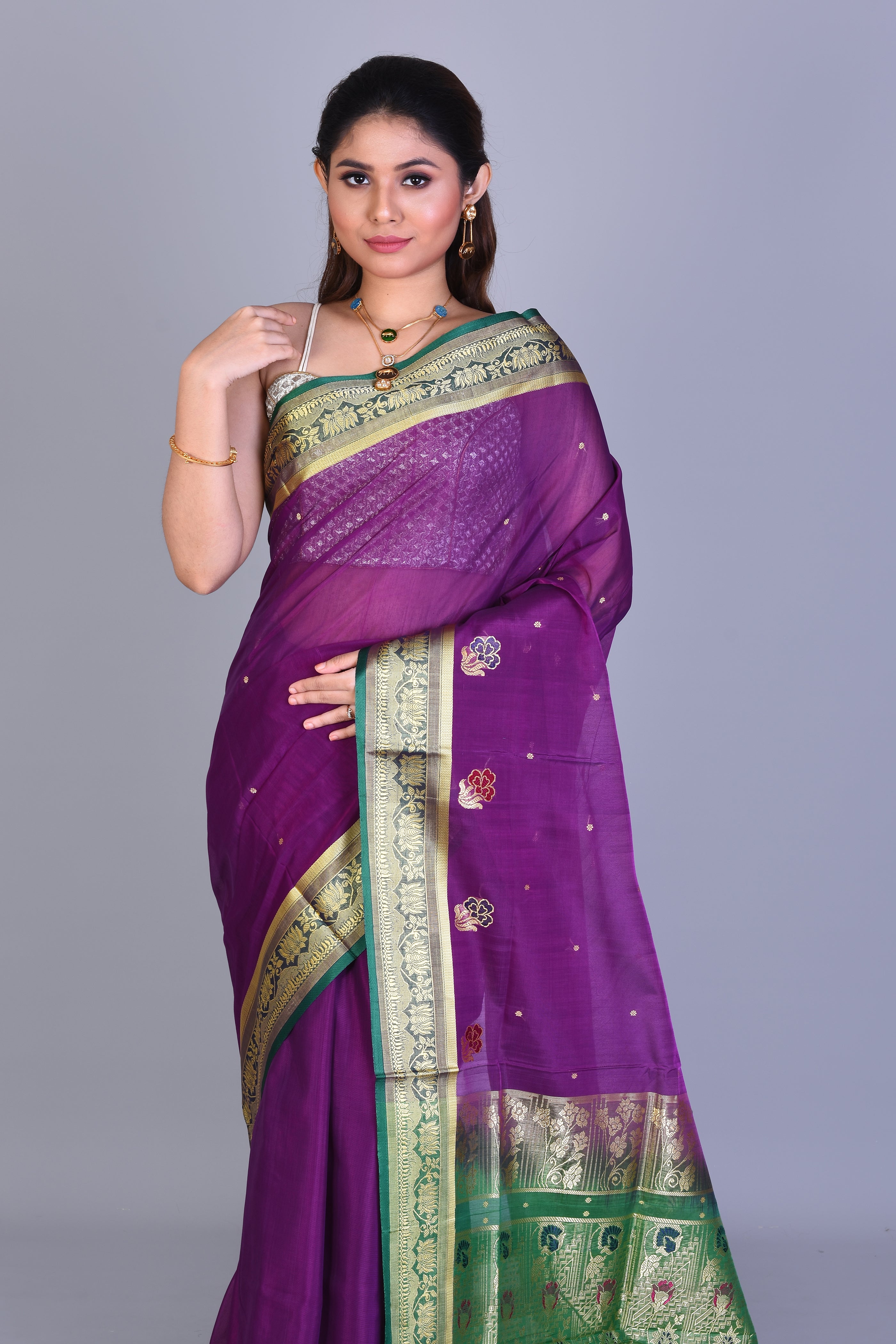 Purple Pattu Silk Saree with Blouse Piece - Keya Seth Exclusive