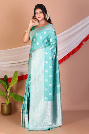 Sea Green Blended Katan Silk Saree - Keya Seth Exclusive