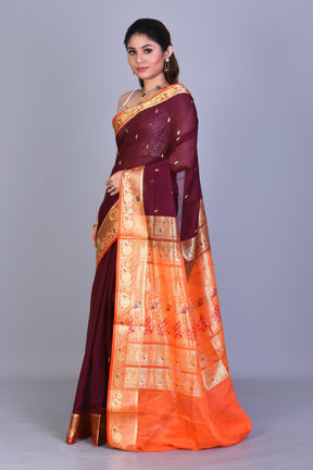 Wine Pattu Silk Saree with Blouse Piece - Keya Seth Exclusive