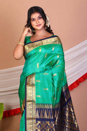 Dual Tone Green Pure Kanjivaram Silk Saree - Keya Seth Exclusive