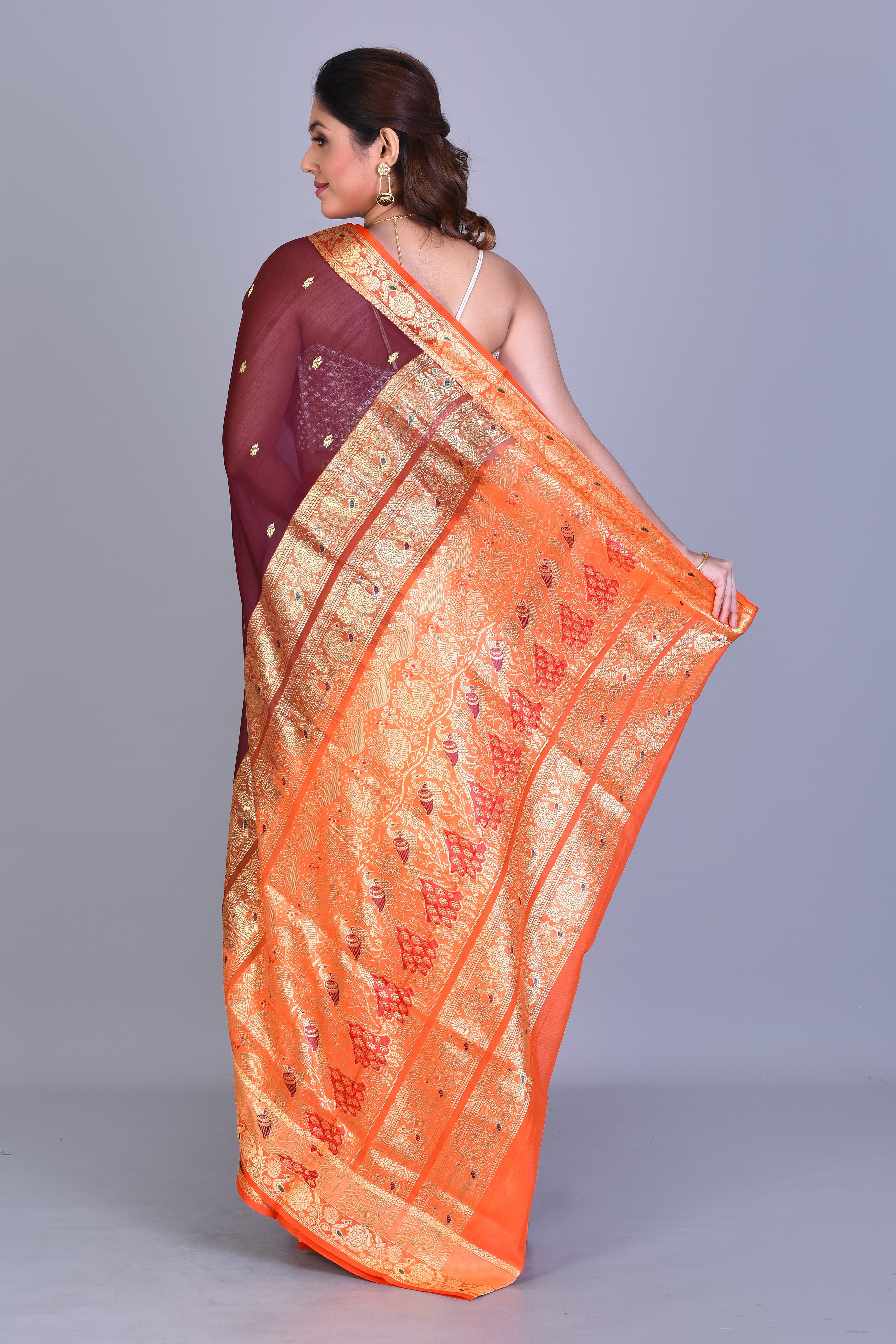 Wine Pattu Silk Saree with Blouse Piece - Keya Seth Exclusive