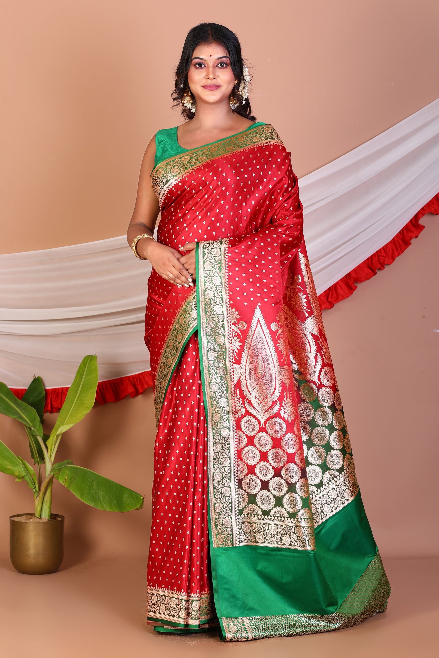 Red Blended Banarasi Saree - Keya Seth Exclusive