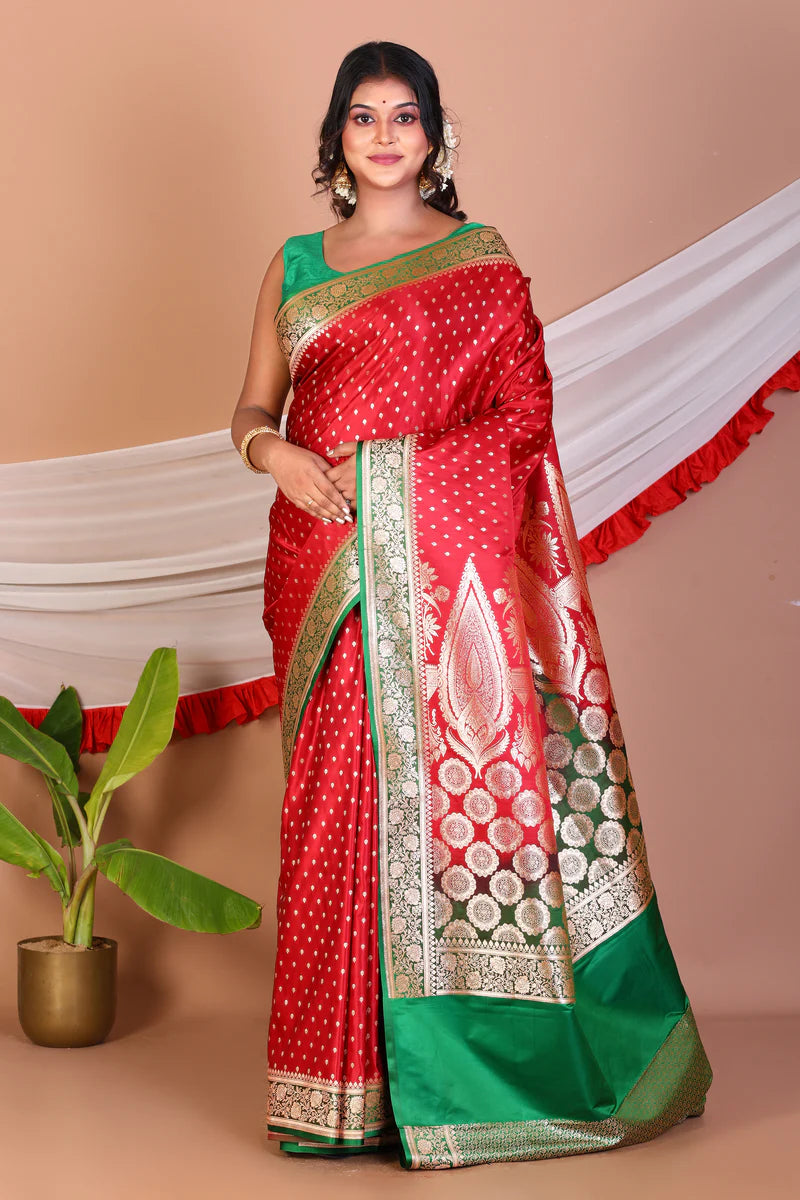 Red Blended Banarasi Saree - Keya Seth Exclusive