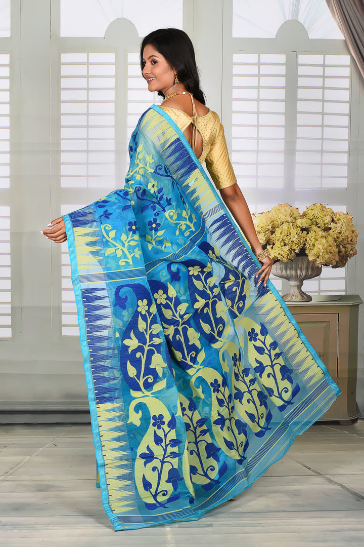 Lightweight Blue Jamdani Saree - Keya Seth Exclusive