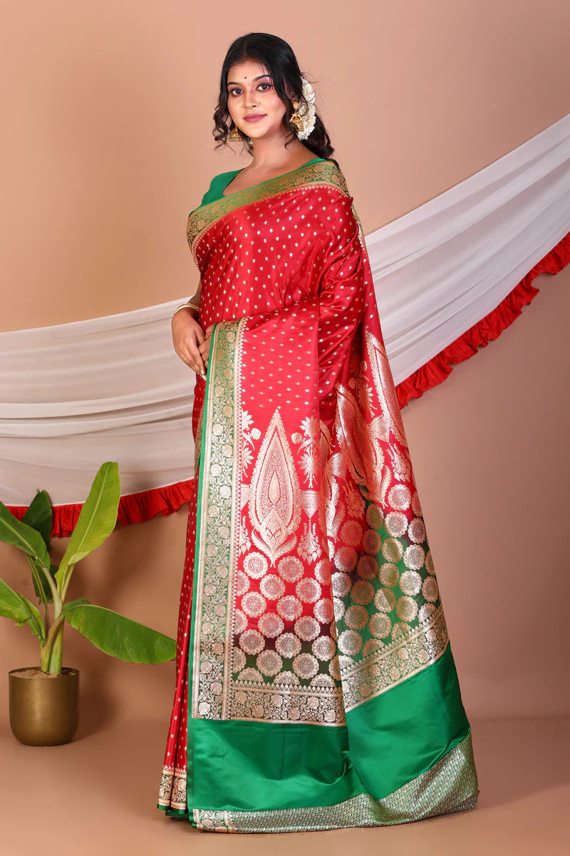 Red Blended Banarasi Saree - Keya Seth Exclusive