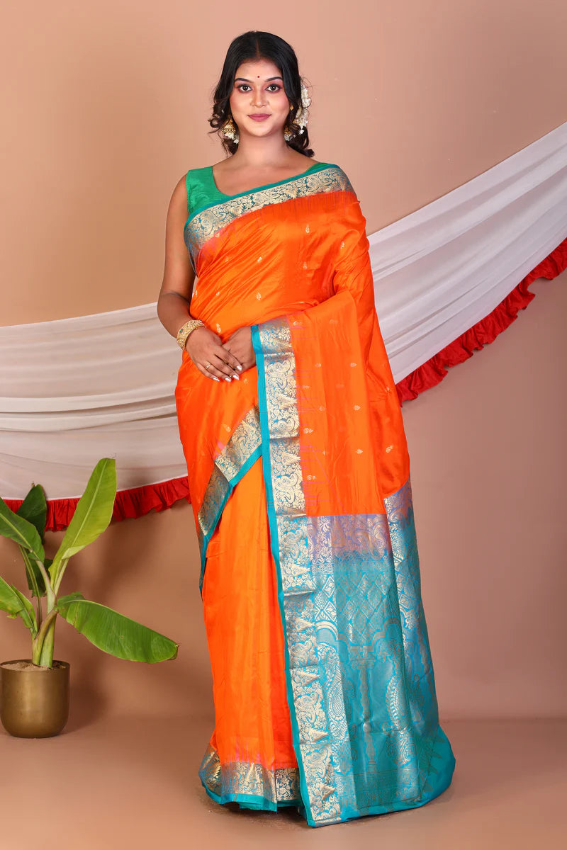 Orange Pure Kanjivaram Silk Saree - Keya Seth Exclusive