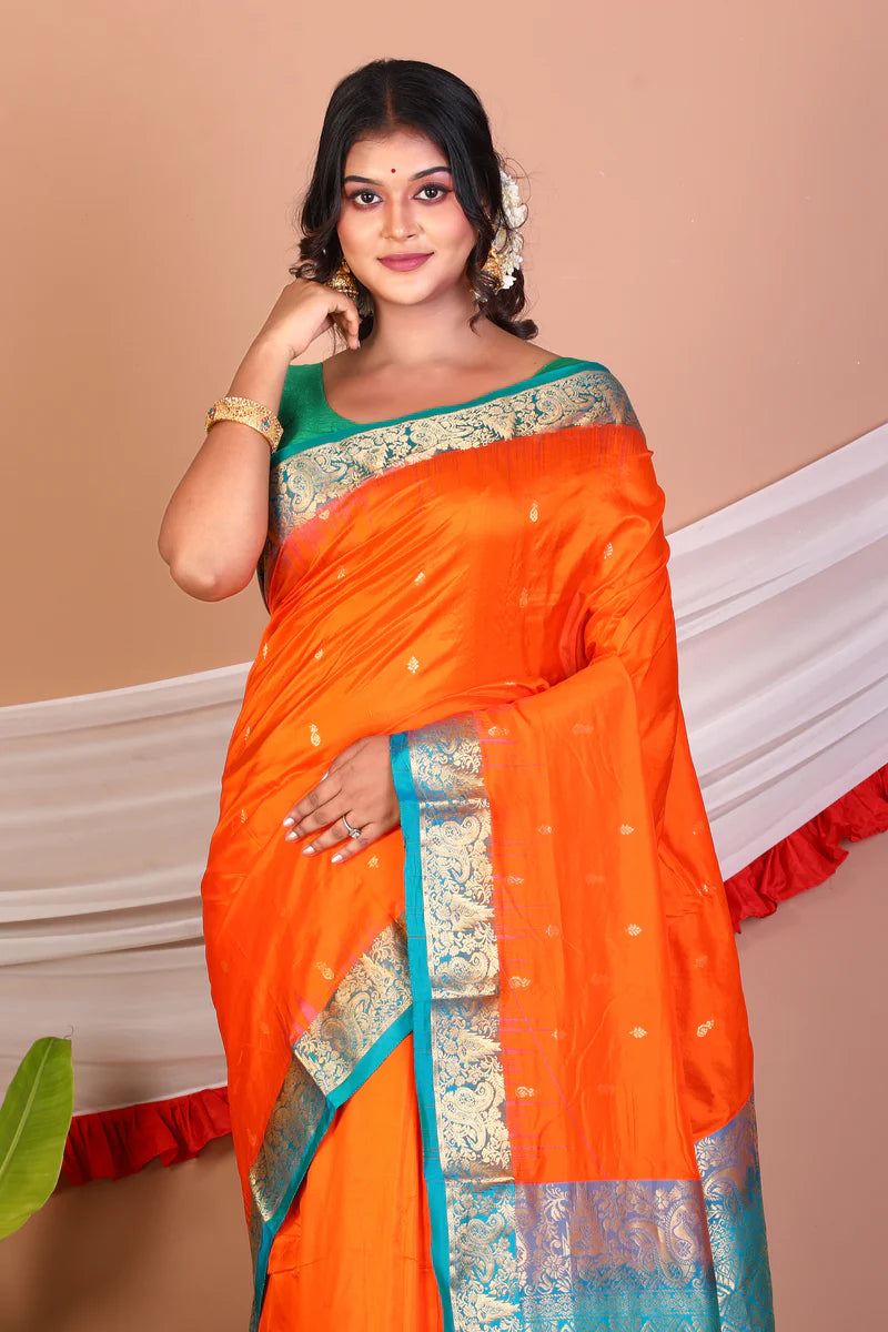 Orange Pure Kanjivaram Silk Saree - Keya Seth Exclusive