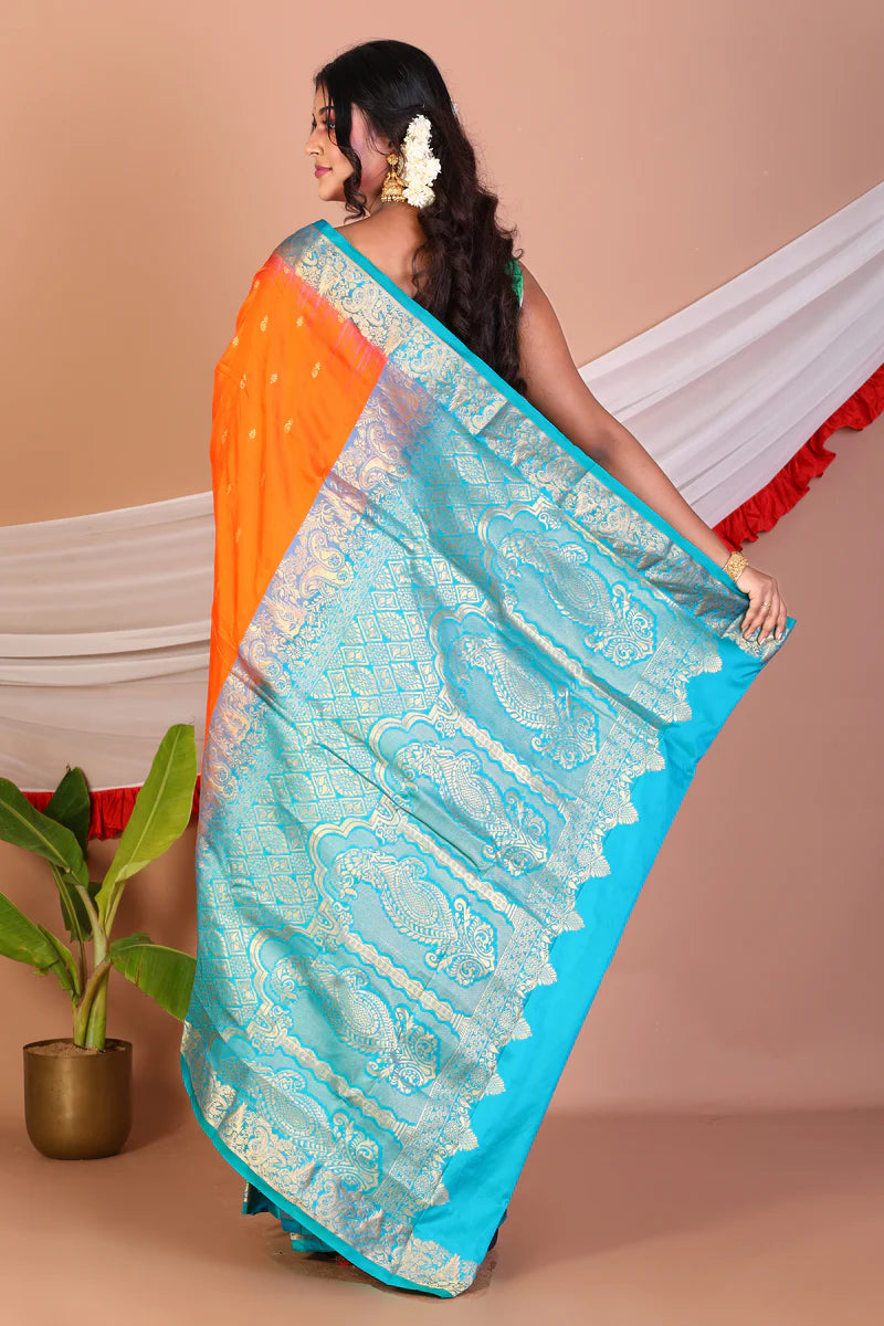 Orange Pure Kanjivaram Silk Saree - Keya Seth Exclusive