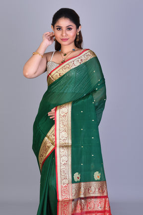 Bottle Green Pattu Silk Saree with Blouse Piece - Keya Seth Exclusive