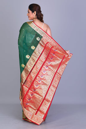 Bottle Green Pattu Silk Saree with Blouse Piece - Keya Seth Exclusive