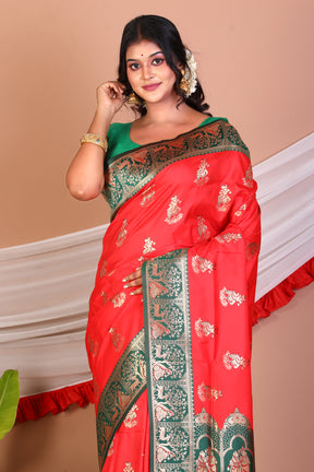 Red Blended Baluchari Saree - Keya Seth Exclusive