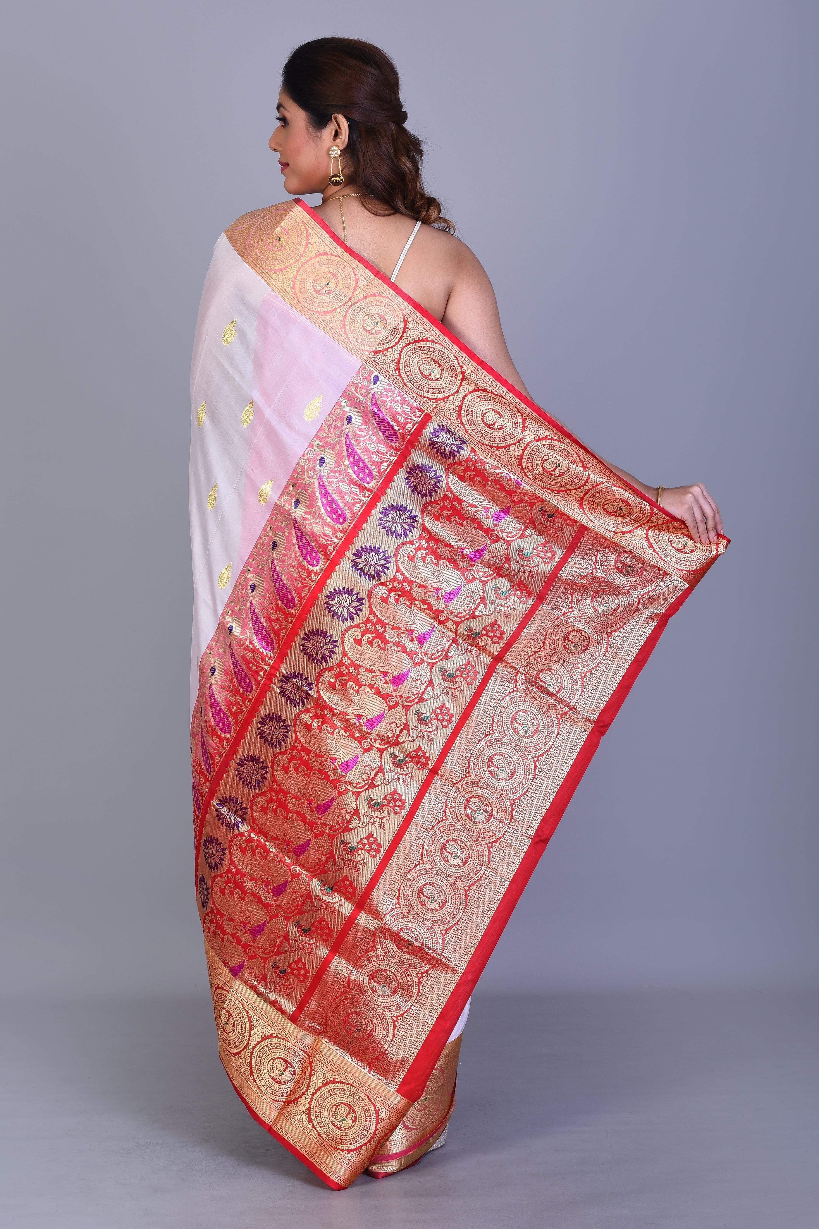 White Pattu Silk Saree with Blouse Piece - Keya Seth Exclusive