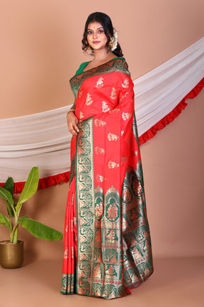 Red Blended Baluchari Saree - Keya Seth Exclusive
