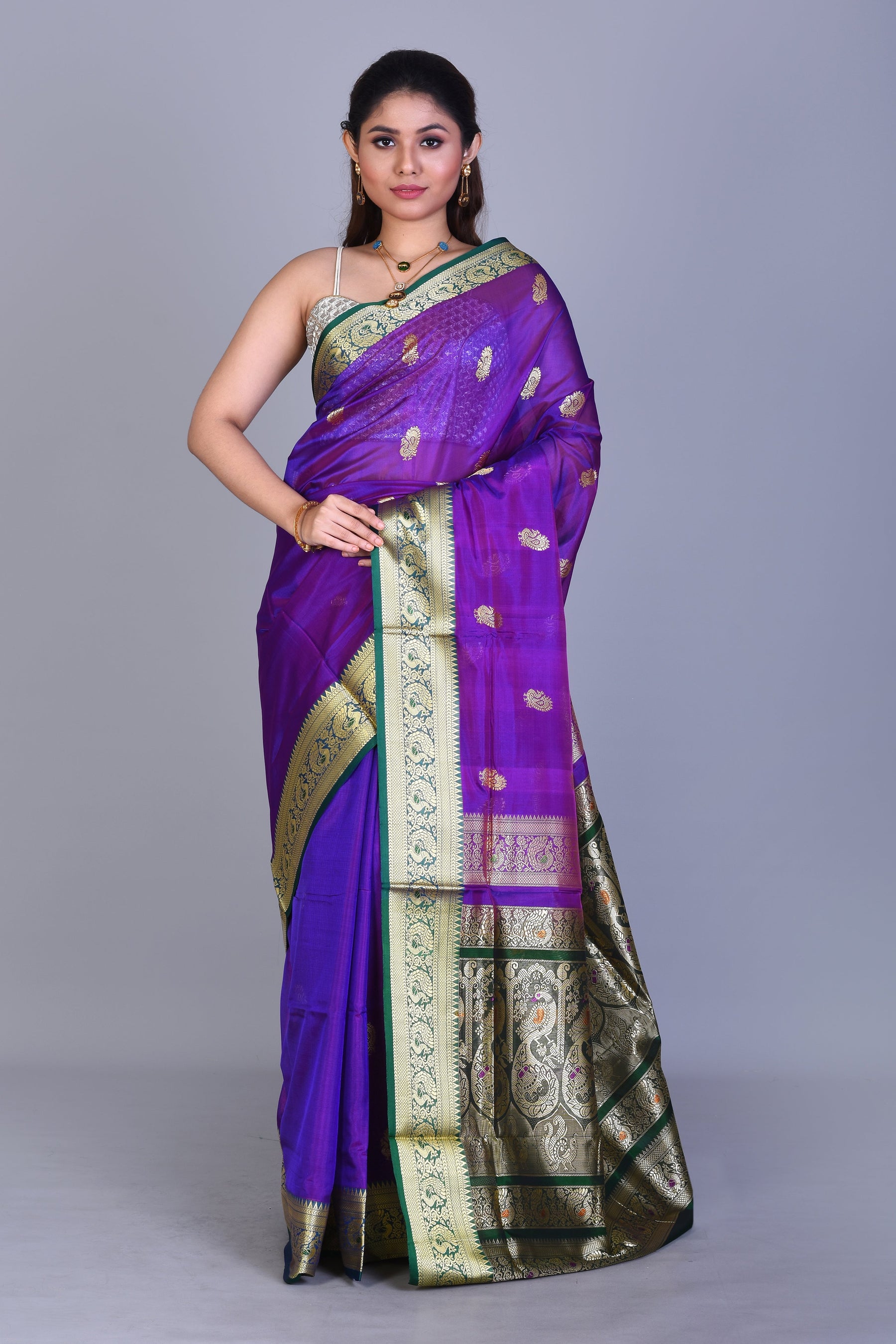 Purple Pattu Silk Saree with Blouse Piece - Keya Seth Exclusive