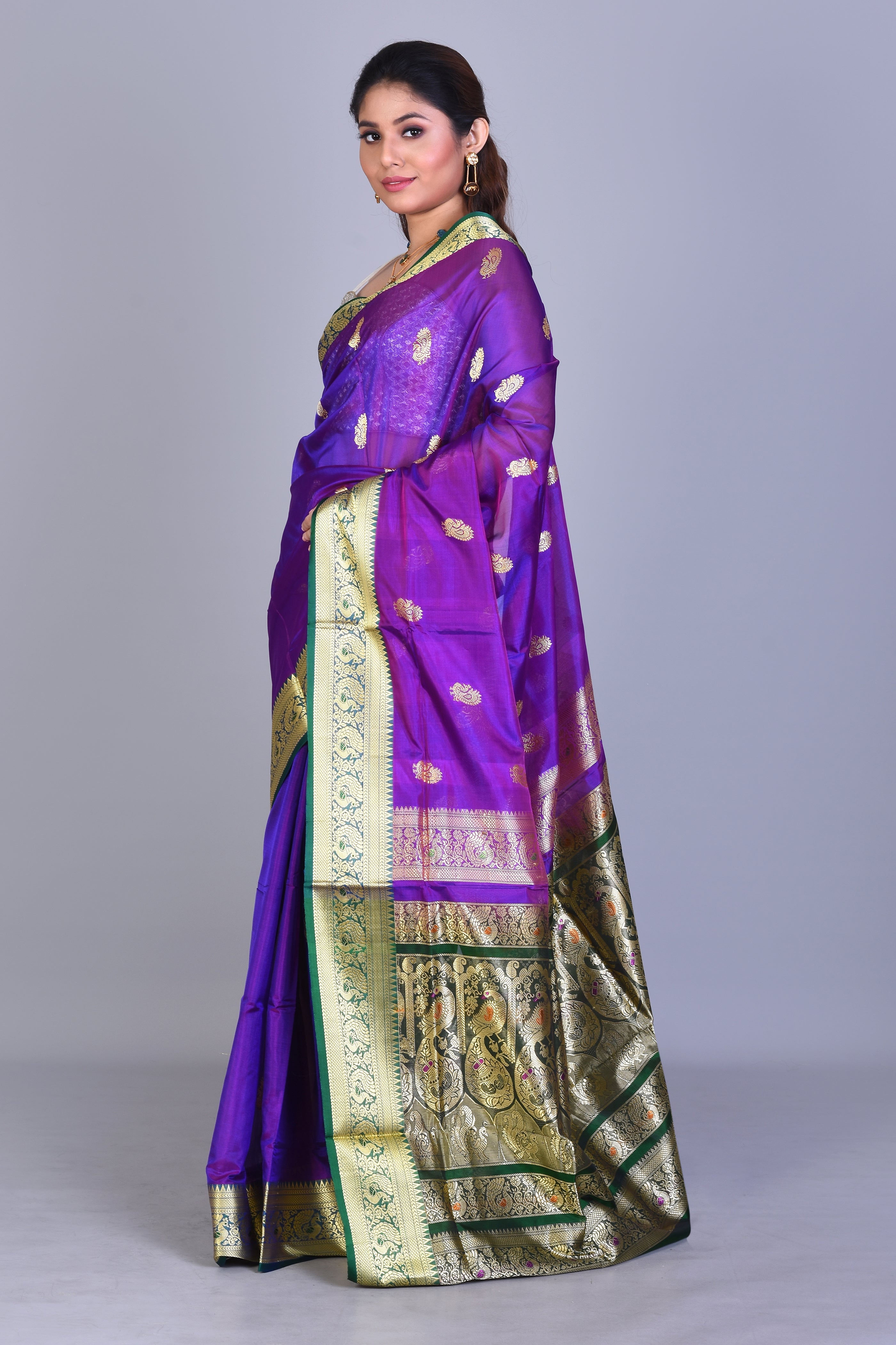 Purple Pattu Silk Saree with Blouse Piece - Keya Seth Exclusive