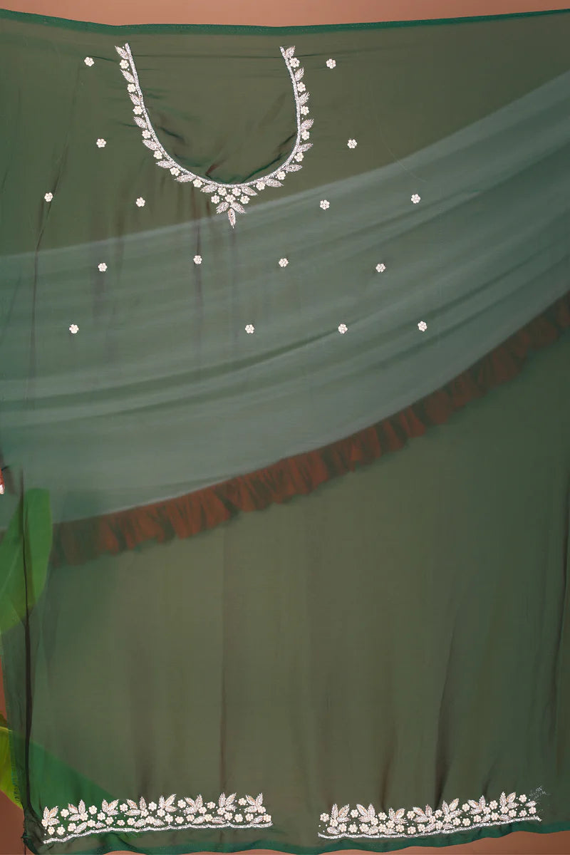 Green Pure Crepe Saree - Keya Seth Exclusive