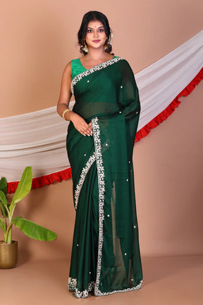Green Pure Crepe Saree - Keya Seth Exclusive