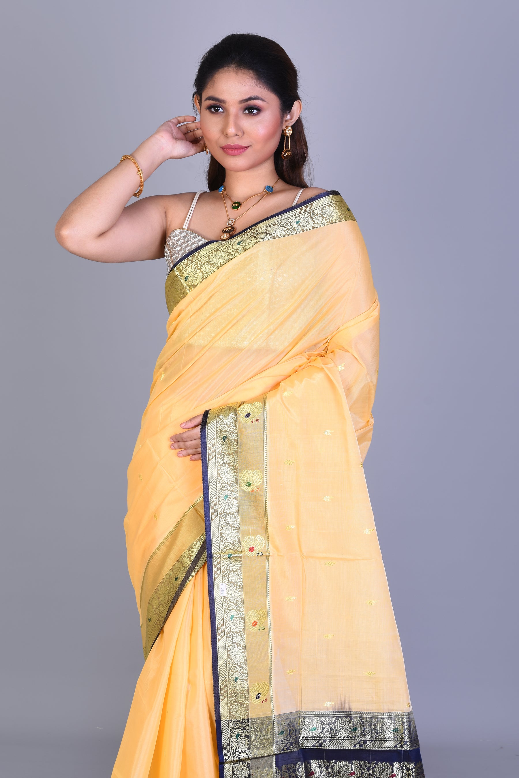 Beige Pattu Silk Saree with Blouse Piece - Keya Seth Exclusive