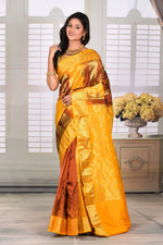 Load image into Gallery viewer, Yellow Rust Semi Silk Saree - Keya Seth Exclusive
