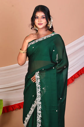 Green Pure Crepe Saree - Keya Seth Exclusive