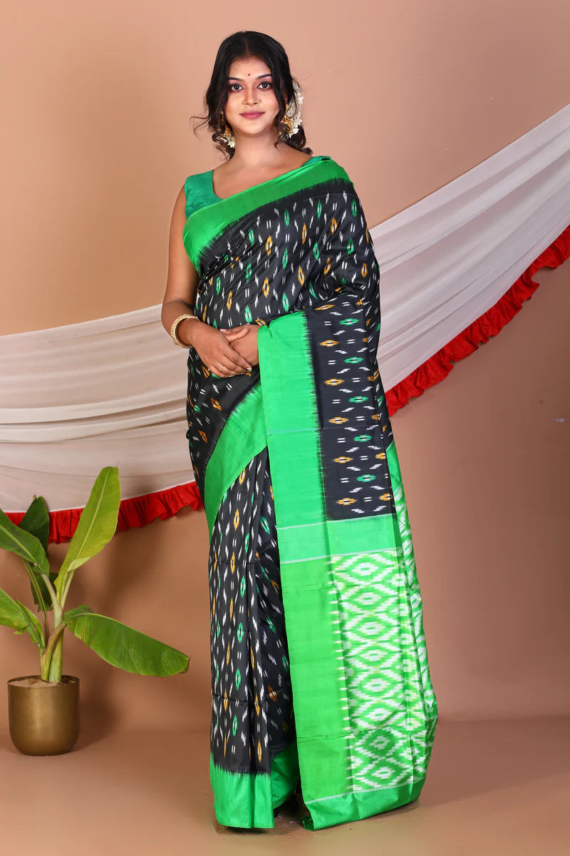 Black Pure Ikkat Saree - Keya Seth Exclusive