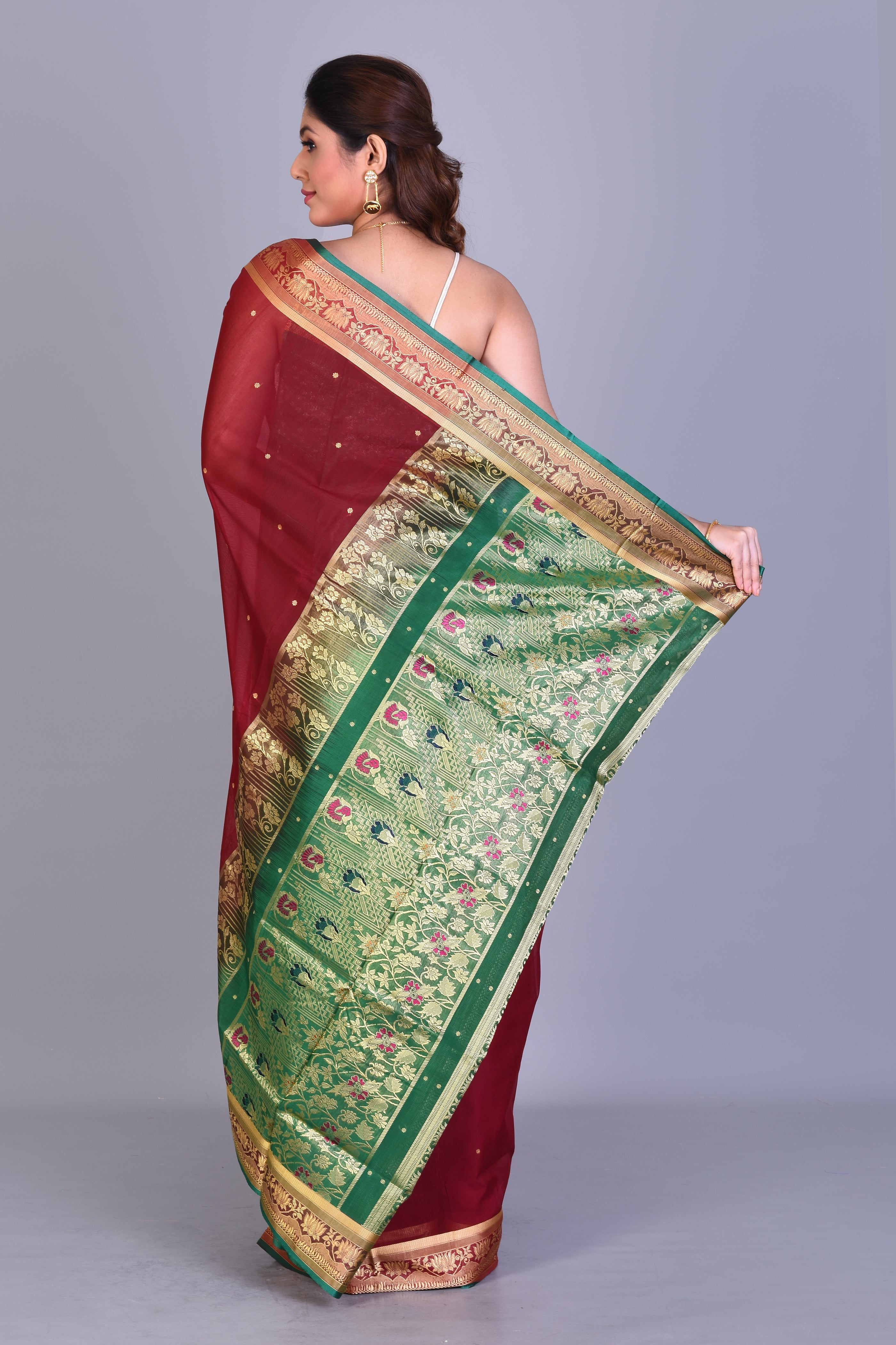 Maroon Pattu Silk Saree with Blouse Piece - Keya Seth Exclusive