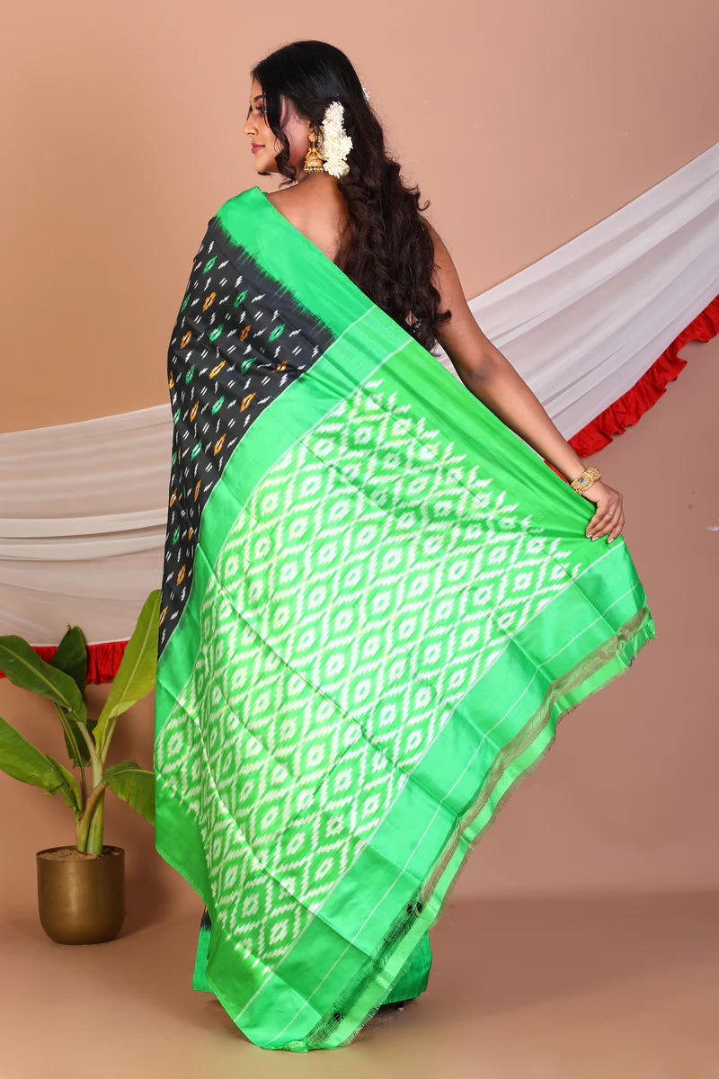 Black Pure Ikkat Saree - Keya Seth Exclusive