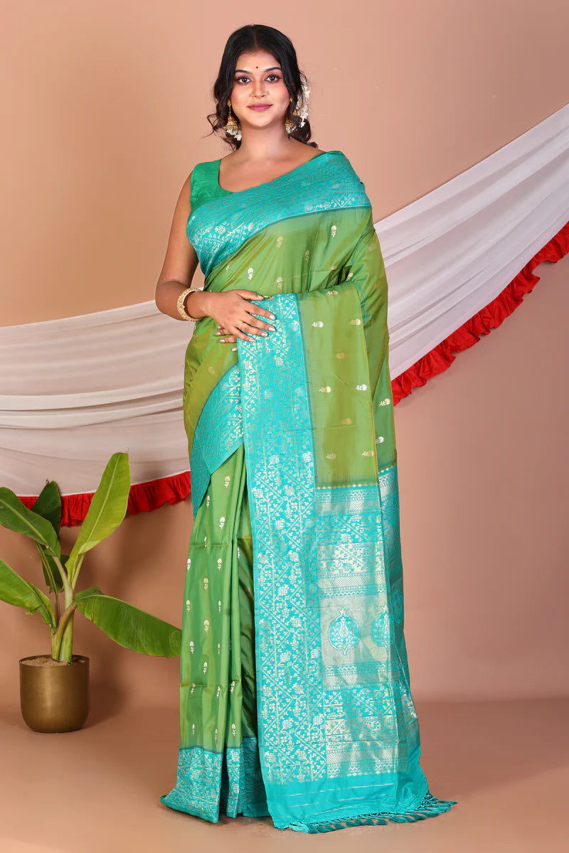 Green Blended Mashru Silk Saree - Keya Seth Exclusive