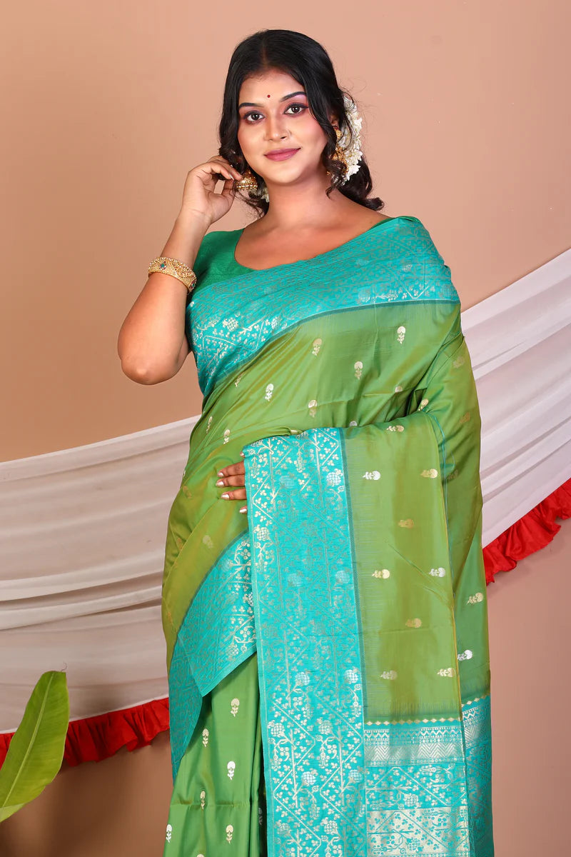 Green Blended Mashru Silk Saree - Keya Seth Exclusive