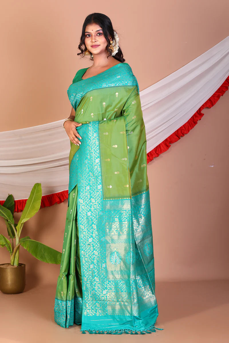Green Blended Mashru Silk Saree - Keya Seth Exclusive