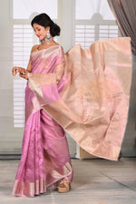Load image into Gallery viewer, Purple Crushed Tissue Saree - Keya Seth Exclusive
