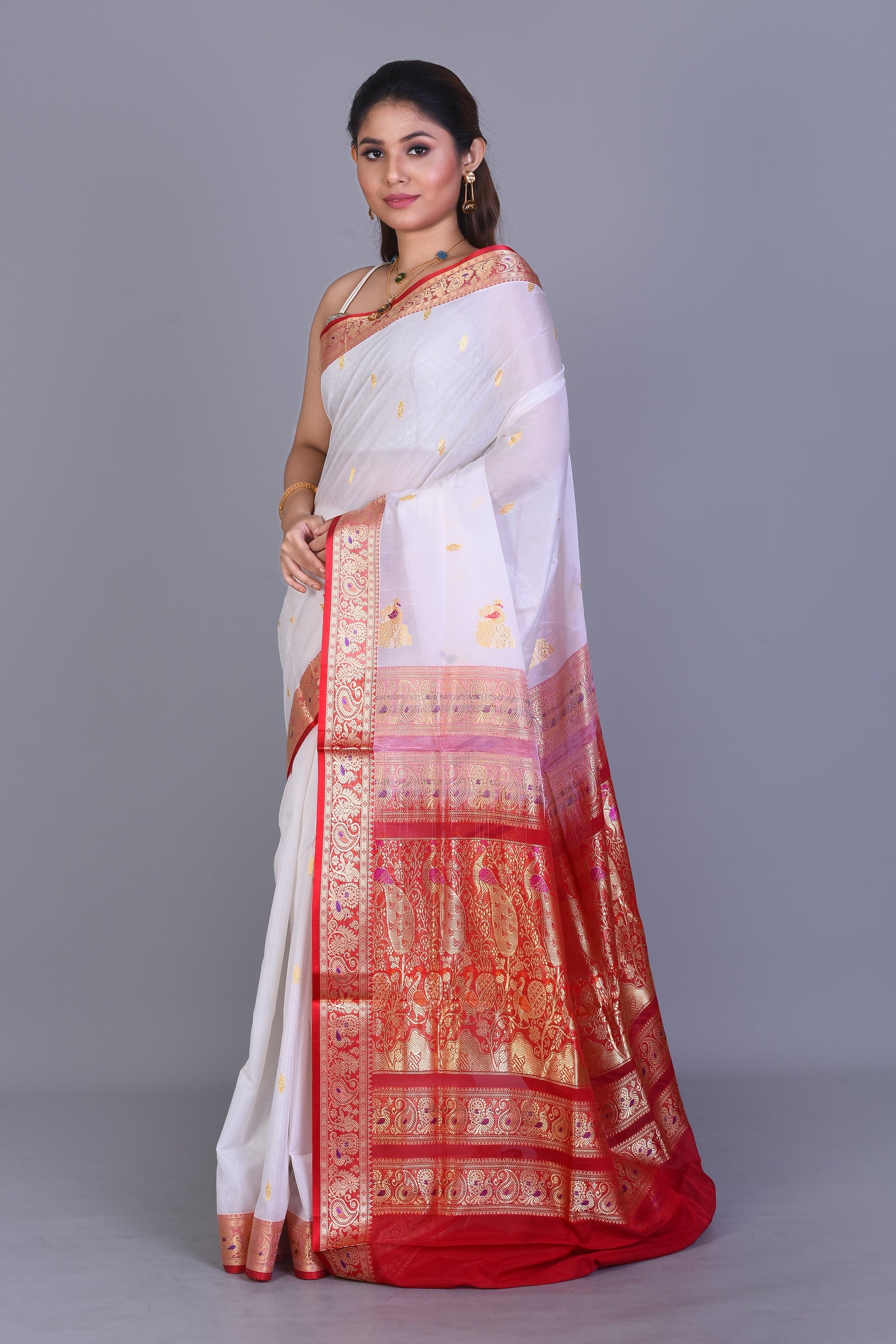 White Pattu Silk Saree with Blouse Piece - Keya Seth Exclusive