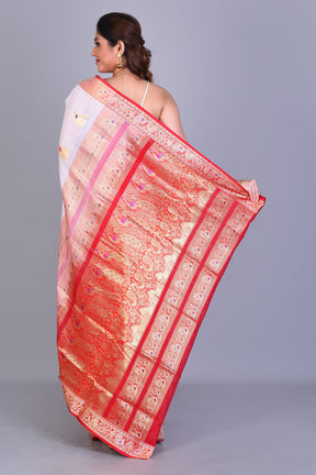 White Pattu Silk Saree with Blouse Piece - Keya Seth Exclusive