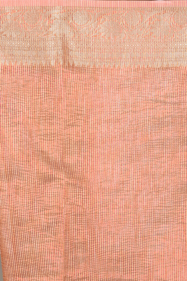 Peach Crushed Tissue Saree - Keya Seth Exclusive