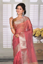 Load image into Gallery viewer, Peach Crushed Tissue Saree - Keya Seth Exclusive
