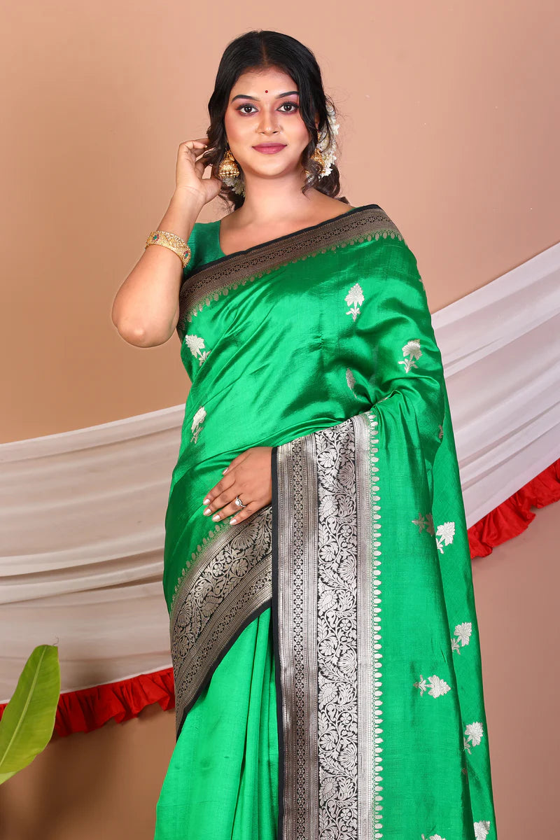Green Pure Katan Silk Saree - Keya Seth Exclusive