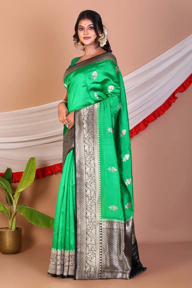 Green Pure Katan Silk Saree - Keya Seth Exclusive
