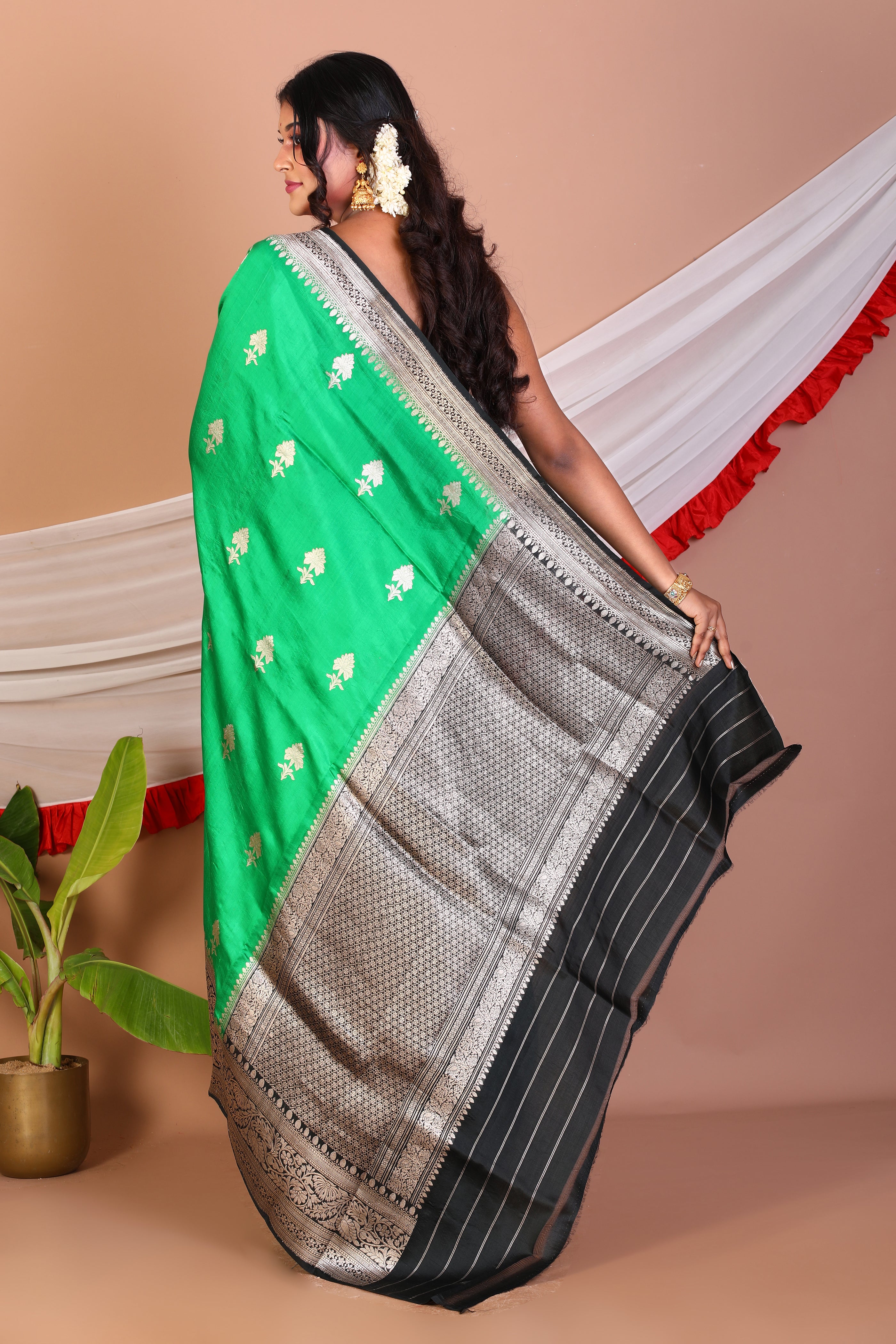 Green Pure Katan Silk Saree - Keya Seth Exclusive